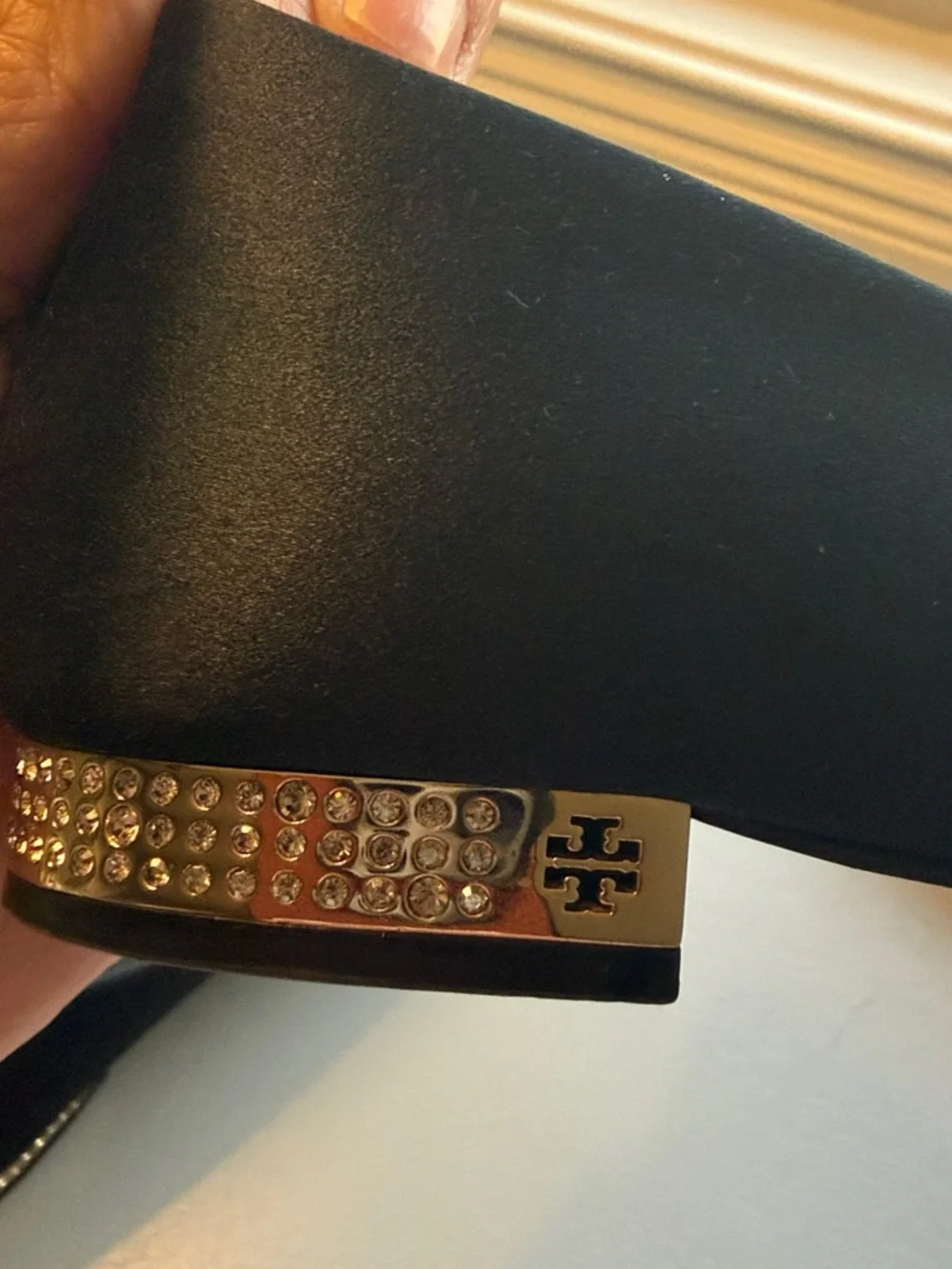 Tory Burch Black Flats with Gold Heel Trim
